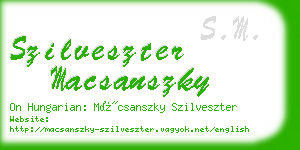 szilveszter macsanszky business card